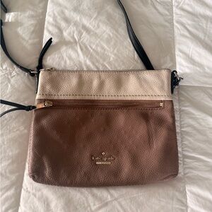 Kate Spade Brown, Cream & Black Leather Crossbody Bag